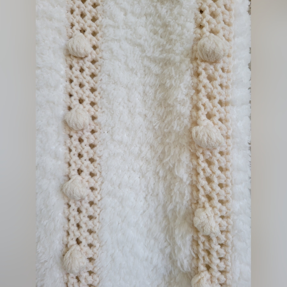 House Of Harlow Pom Pom In Cream Zip Cardigan Size Xs - Picture 3 of 7
